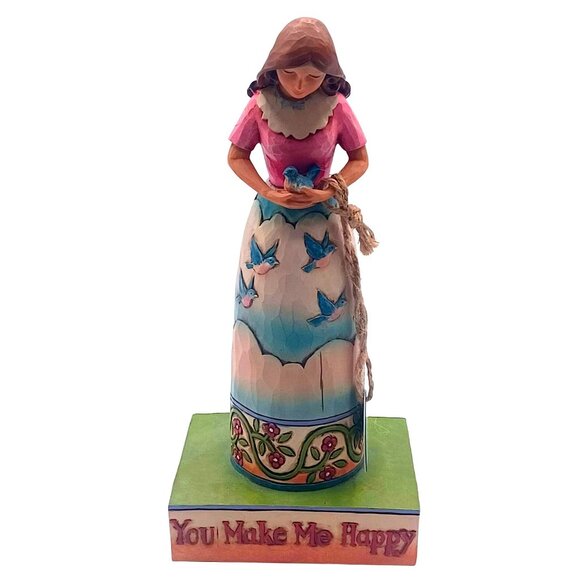 Jim Shore Heartwood Creek Girl Holding Bluebird "You Make Me Happy" Figurine C40 - Picture 1 of 11